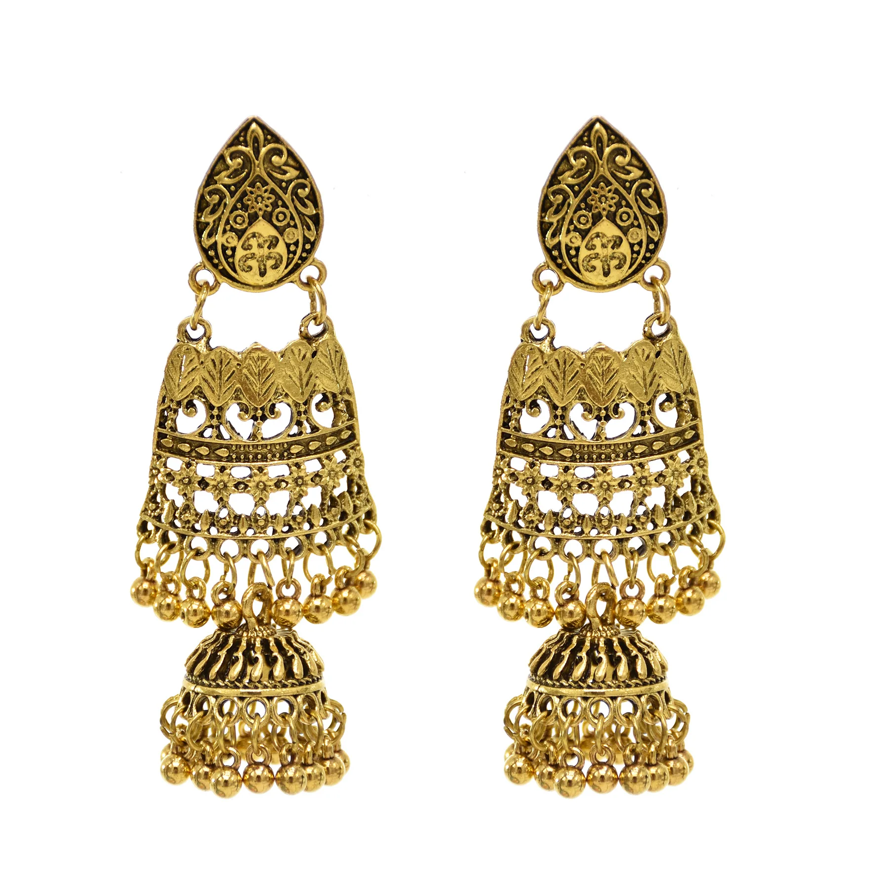 Индийские серьги Jhumka для женщин винтажные Большие колокольчики кисточки