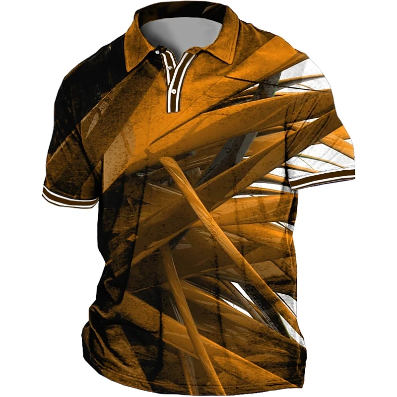 

Мужская летняя рубашка-поло с геометрическим отложным воротником и коротким рукавом