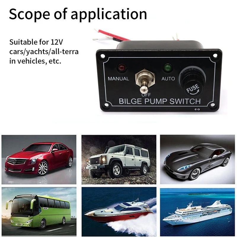 

12V RV LED Indicator Bilge Pump Switch Panel Toggle Switch Panel Manual-Off-Auto Suitable For Car Ship RV