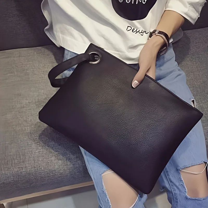 

Retro Leather Wristlet Clutch Purses Wallet For Women Large-Capacity Women'S Evening Bag Female Dinner Bag Clutch Envelope Bag
