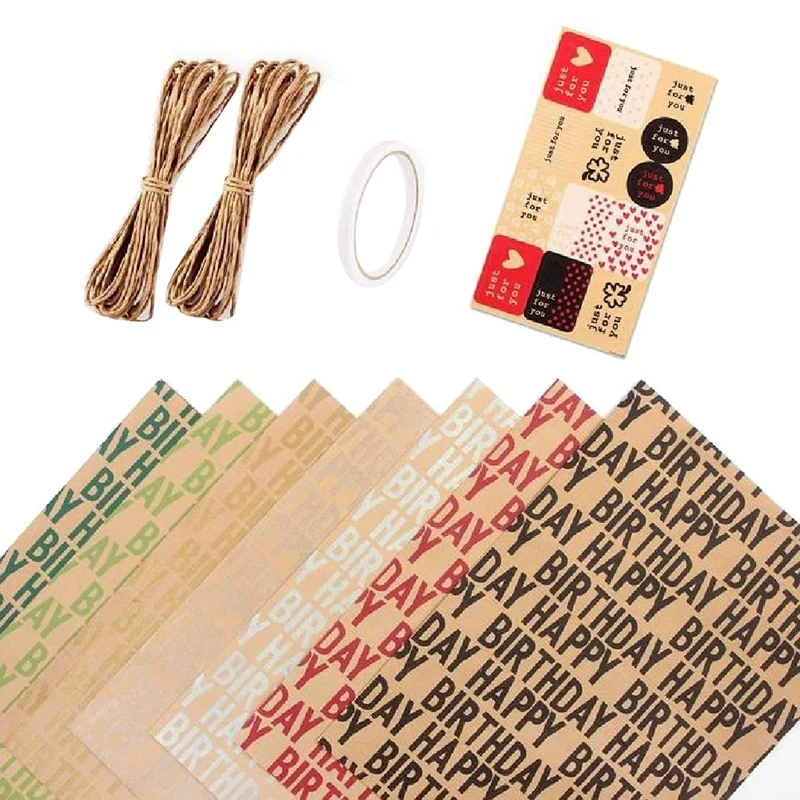 7-листовая упаковочная бумага на день рождения переработанная подарочная с днем