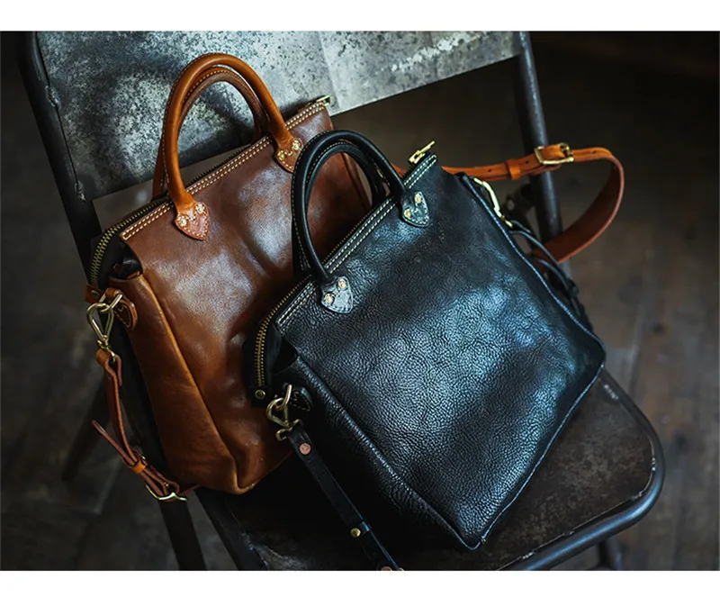 Vintage fashion desig First layer cowhide Men handbag luxury Organizer genuine Leather  with wide shoulder strap crossbody bag