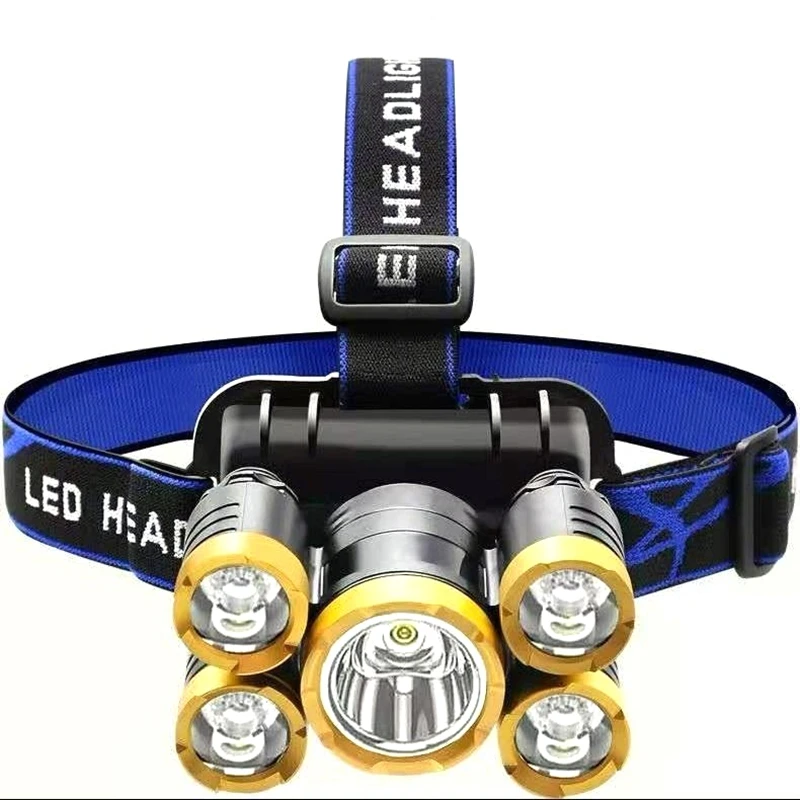 

BMDT-5-Head Headlight Super Bright Rechargeable Fishing Lamp Long-Range Super Bright LED Miner's Lamp Flashlight