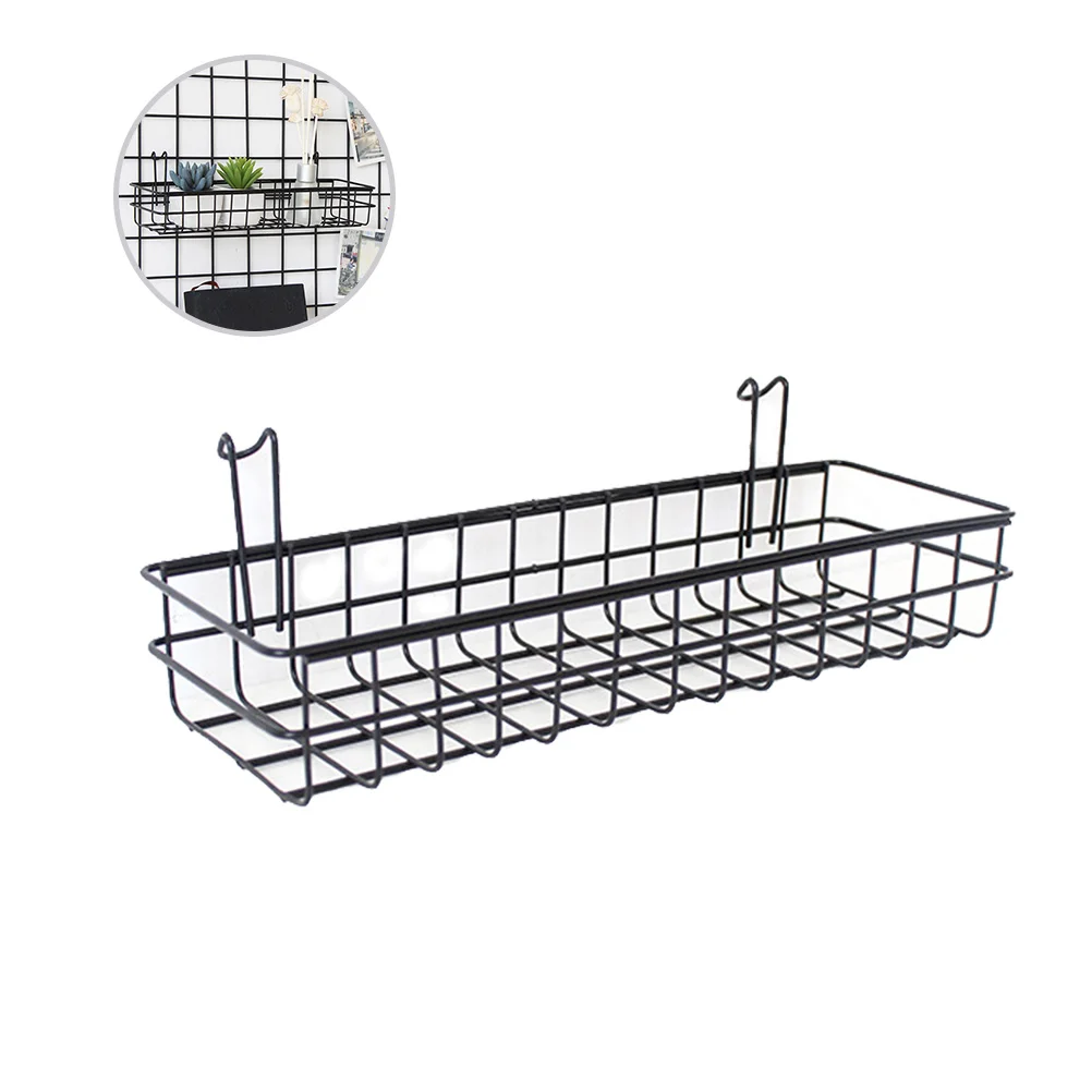 

Modern Metal Mesh Wall Mount Storage Basket Iron Household Hanging Wall Storage Organizer for Kitchen Bathroom