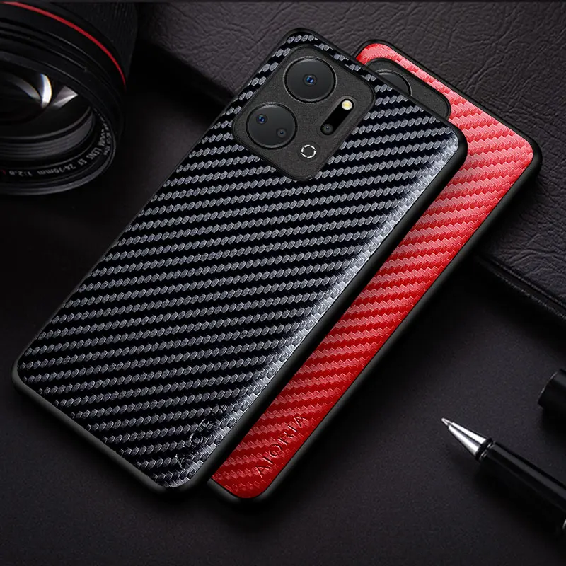 Текстурный чехол из углеродного волокна для телефона Huawei Honor X7A X6A X6B модный дизайн
