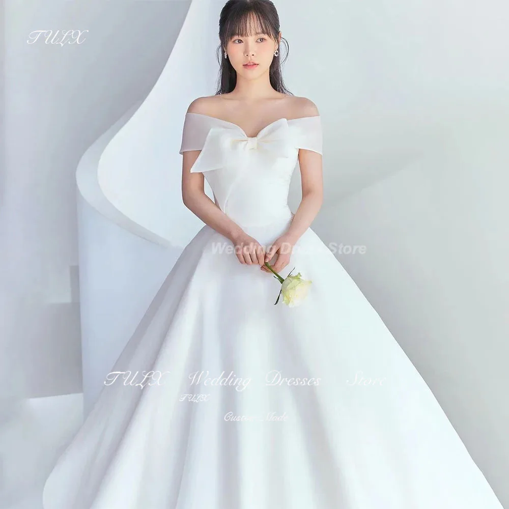Обычное свадебное платье с открытыми плечами и бантом TULX корейские свадебные