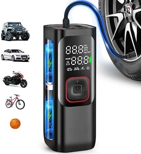 

Tire Inflator Portable Air Compressor, 2X Faster & Powerful 160PSI, Cordless Tire Inflator with Accurate LCD Pressure Gauge, Ra