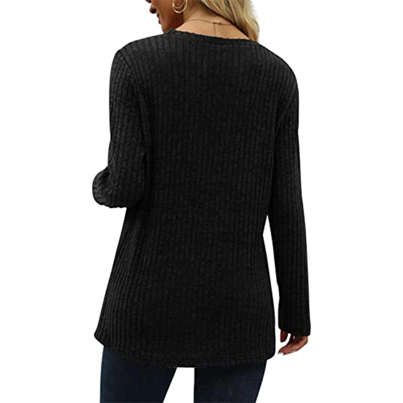 

Womens Long Sleeve Shirts Ladies Lightweight Jumpers Button Side Slit Tunic Tops Jumper Soft Comfy Daily Shirt