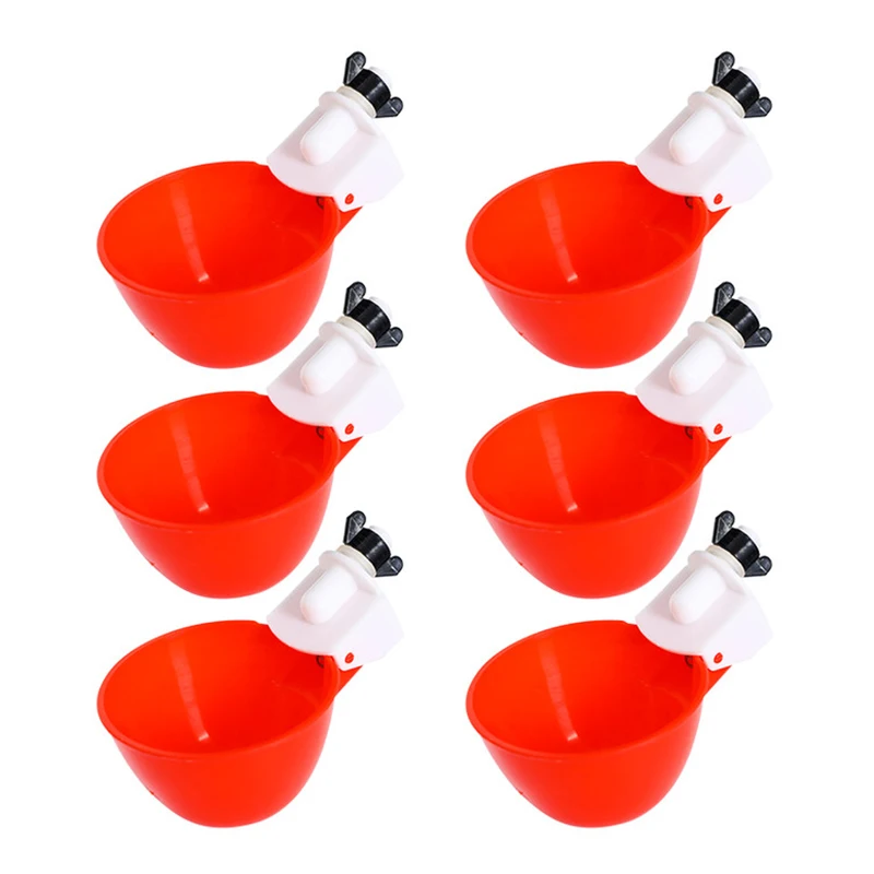 Automatic Chicken Water Cup Waterer Bowl Kit Farm Coop Poultry Drinking Water Feeder for Chicks Duck Goose Turkey Quail 2/4/6pcs