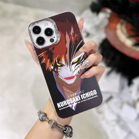 Милый чехол для телефона с рисунком аниме отбеливатель Kurosaki Ichigo с покрытием объектива для iPhone 15 14 13 12 11 Pro Max Матовый Бампер Противоударная задняя крышка