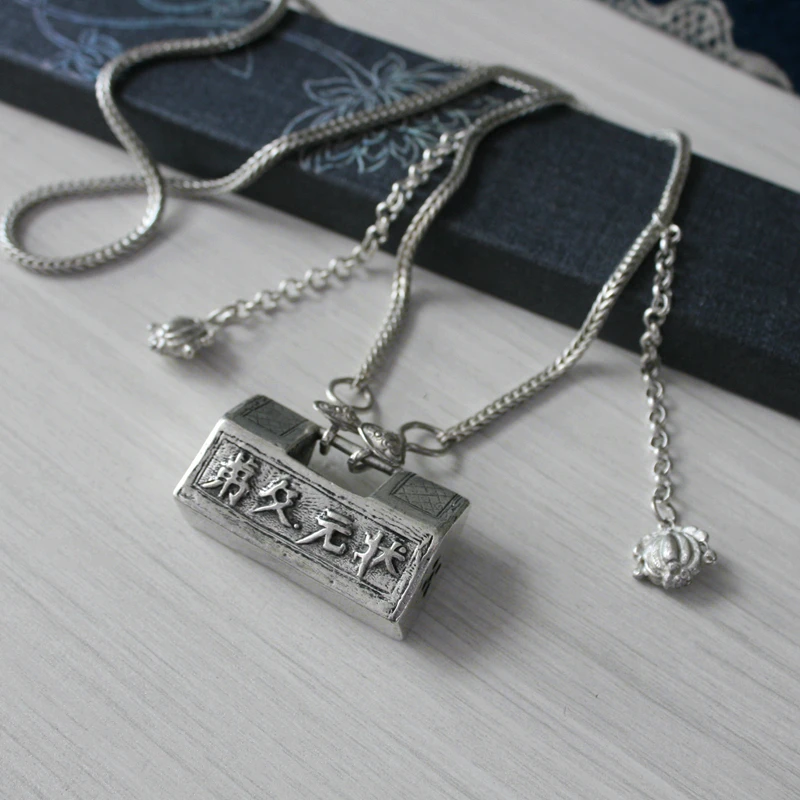 

Getting Champion Antique Distressed Imitation Old Silver Longevity Lock Sweater Chain Archaistic Ancient Costume Han Chinese Clo