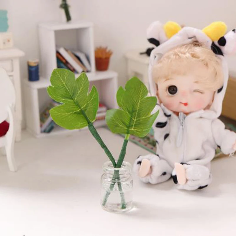 

1:12 миниатюрная мебель для кукольного домика, фотообои с листьями, украшение для рабочего стола, украшение для дома
