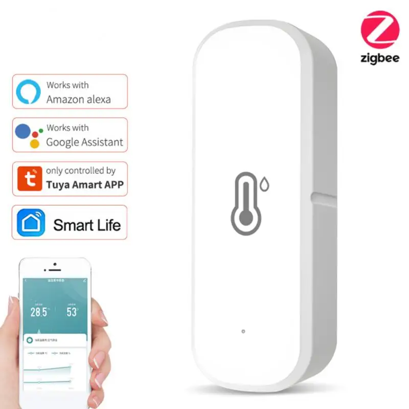 

Датчик температуры и влажности Tuya ZigBee/Wi-Fi, домашний подключенный термометр, совместим с Smart Life, Alexa, Google Assistant