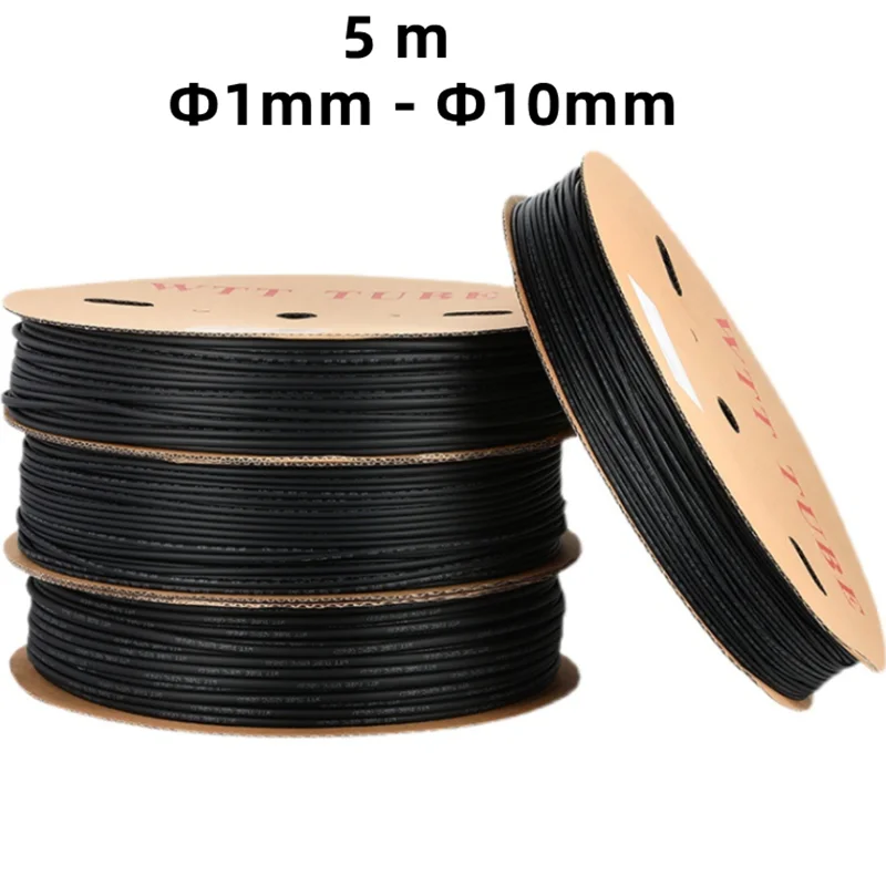 2:1 Black Diameter Heat Shrink Heatshrink Tubing Tube Sleeving Wrap Wire Sell DIY Connector Repair 1/1.5/2/2.5/3/3.5/5/6/8/10mm