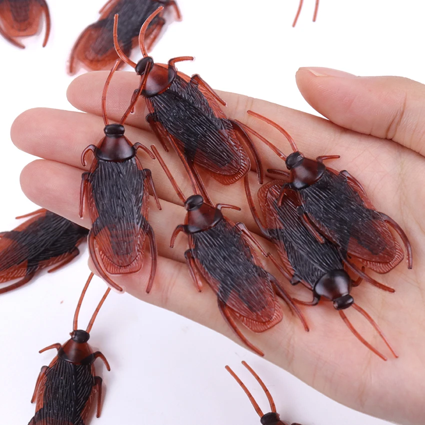 

10PCS Special Lifelike Model Simulation Fake Rubber Cock Cockroach Roach Bug Roaches Toy Prank Funny Trick Joke Toys
