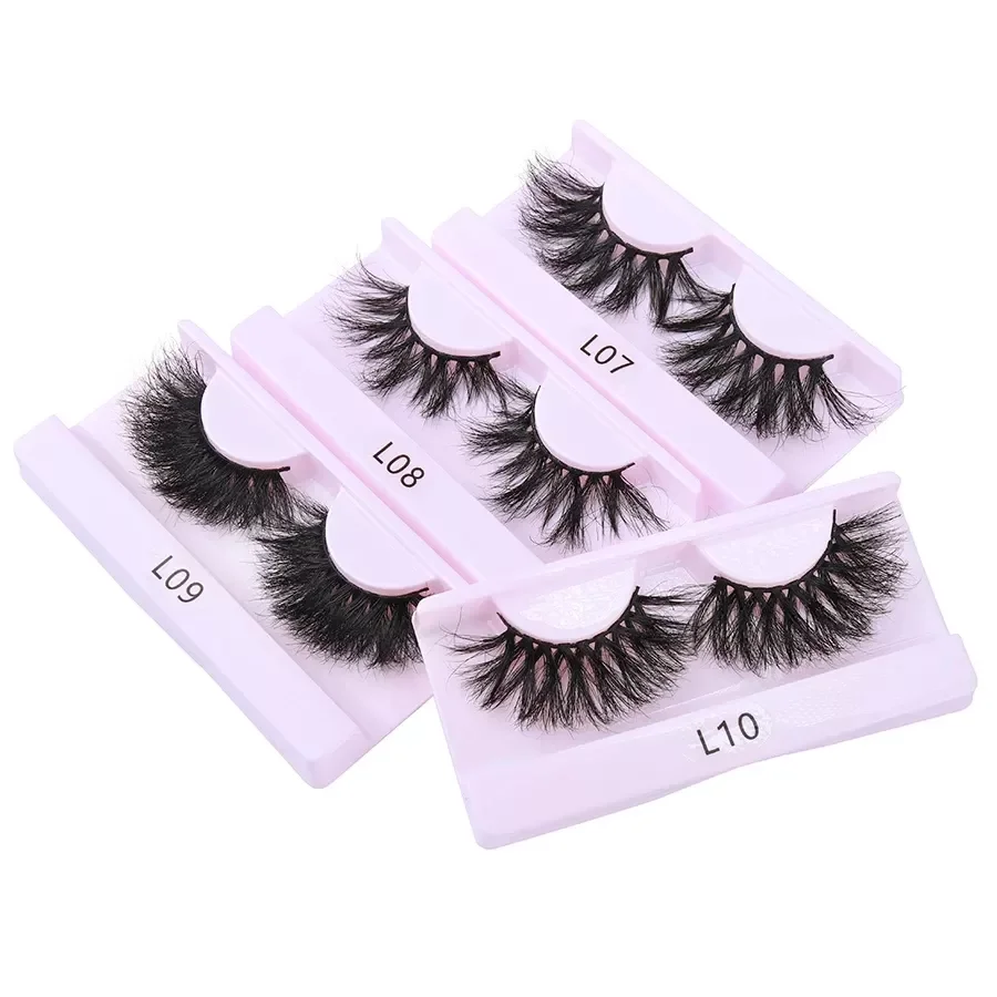 

NEW2023 25 mm 3d Mink Lashes Bulk Faux 10/20/30 Pairs Box Wispy Natural Mink Lashes Pack Short Wholesales Natural False Eyelash