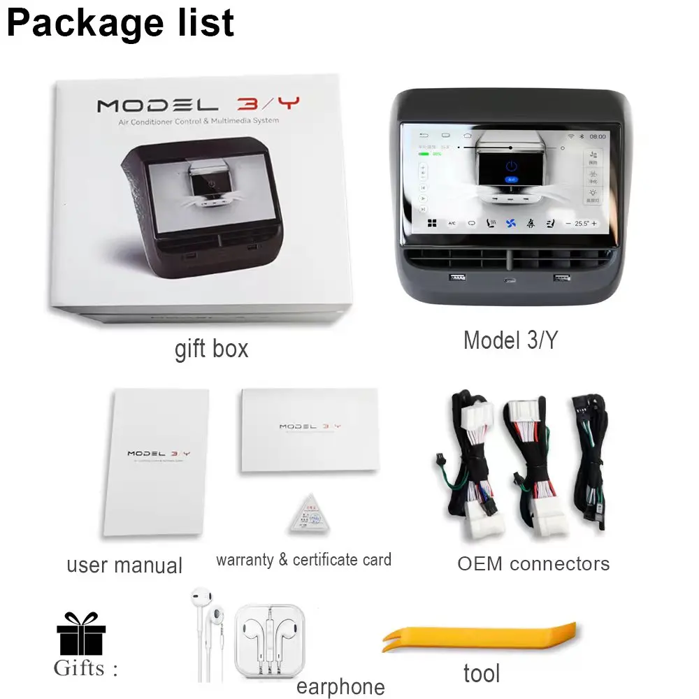 Автомобильный мультимедийный плеер для Tesla Model 3 Y Android поддерживает задний