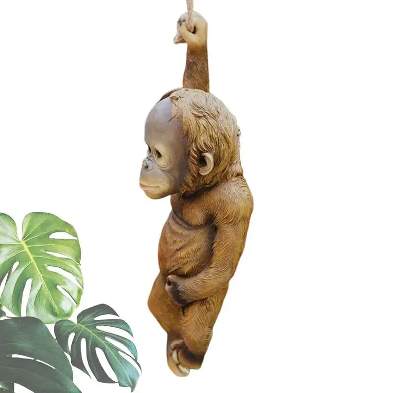 

Искусственная подвесная скульптура в виде обезьяны, Статуэтка из смолы, подвесное украшение для газона, двора, патио, крыльца