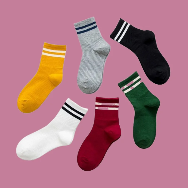 Новинка 6/12 модные носки до середины икры в стиле ретро полоску с двумя полосками
