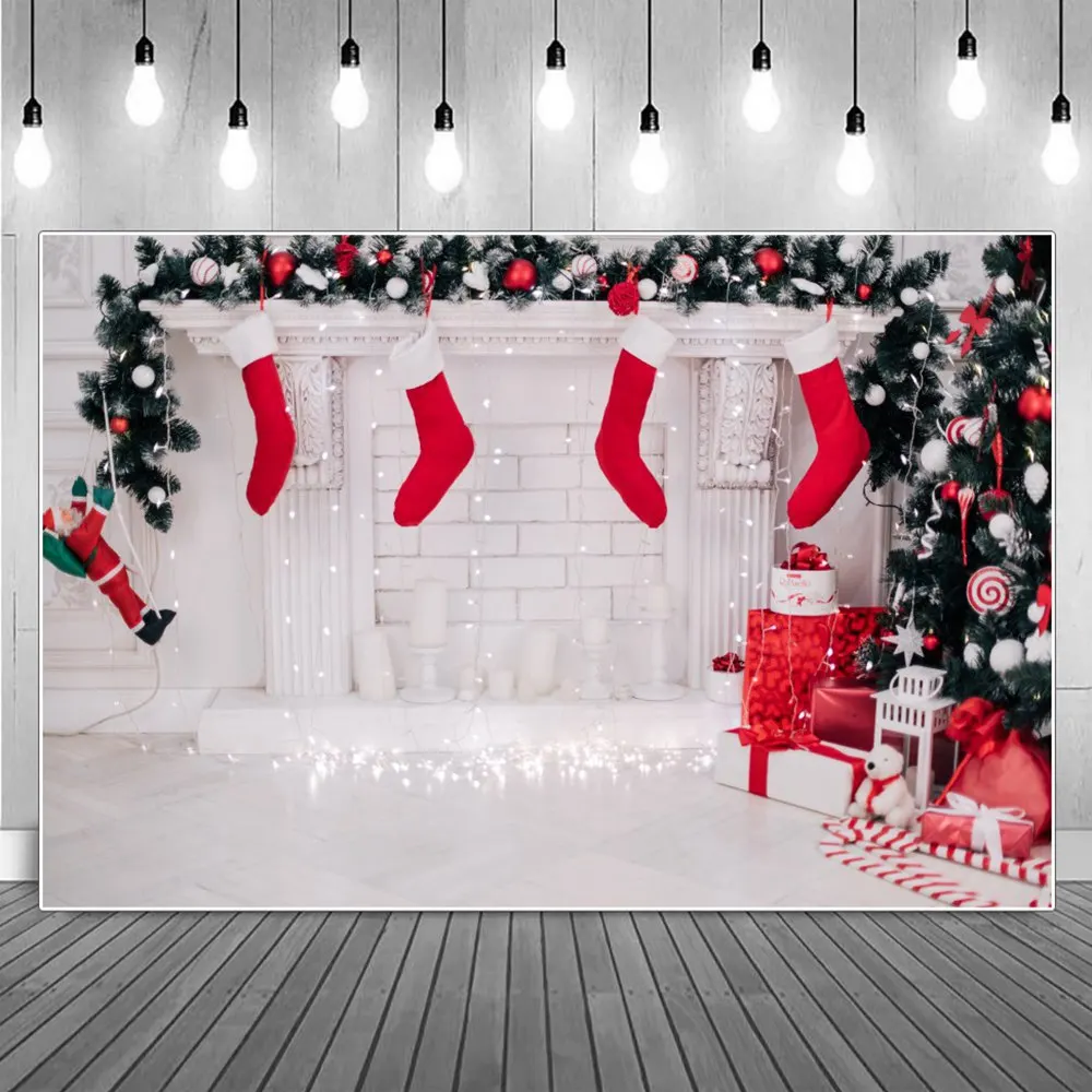 

Детский фон для фотосъемки с изображением белых снежных фотографий задний фон под заказ с изображением красных колокольчиков плюшевых ков...