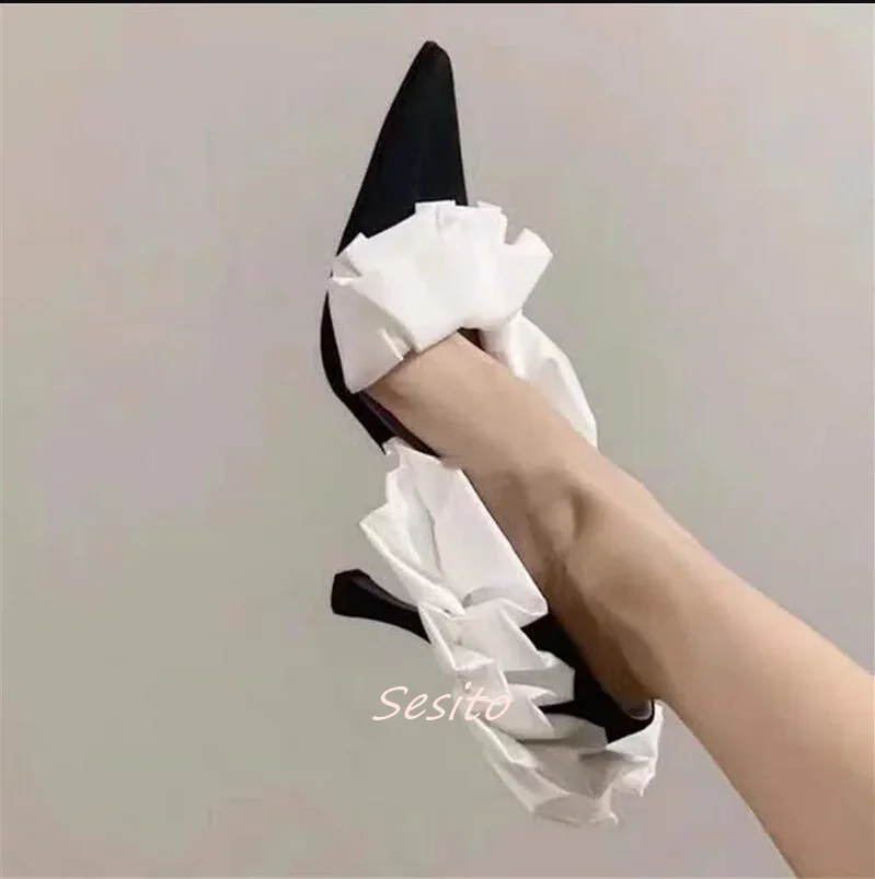 Босоножки женские асимметричные заостренный носок высокий каблук туфли-лодочки