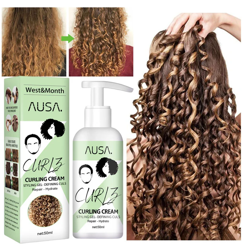 

Hair-volumizing Cream Light Curl Defining Elastin Gel Curly Hair Booster Shiny Nourishing All Day Long Hair Care Women Men 50ML