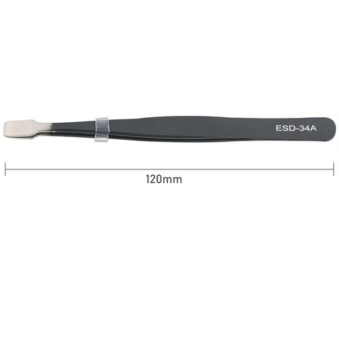 ESD-34A антистатические прецизионные пинцеты из нержавеющей стали с плоским широким кончиком для поделок, пинцеты для штампов, филиал коллекционных щипцов