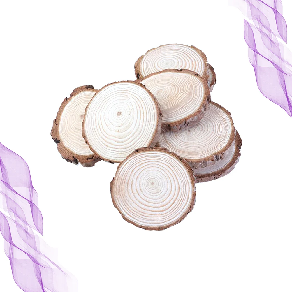 Home Decor DIY Crafts for Round Disc Circles Portable Unfinished Natural 10PCS