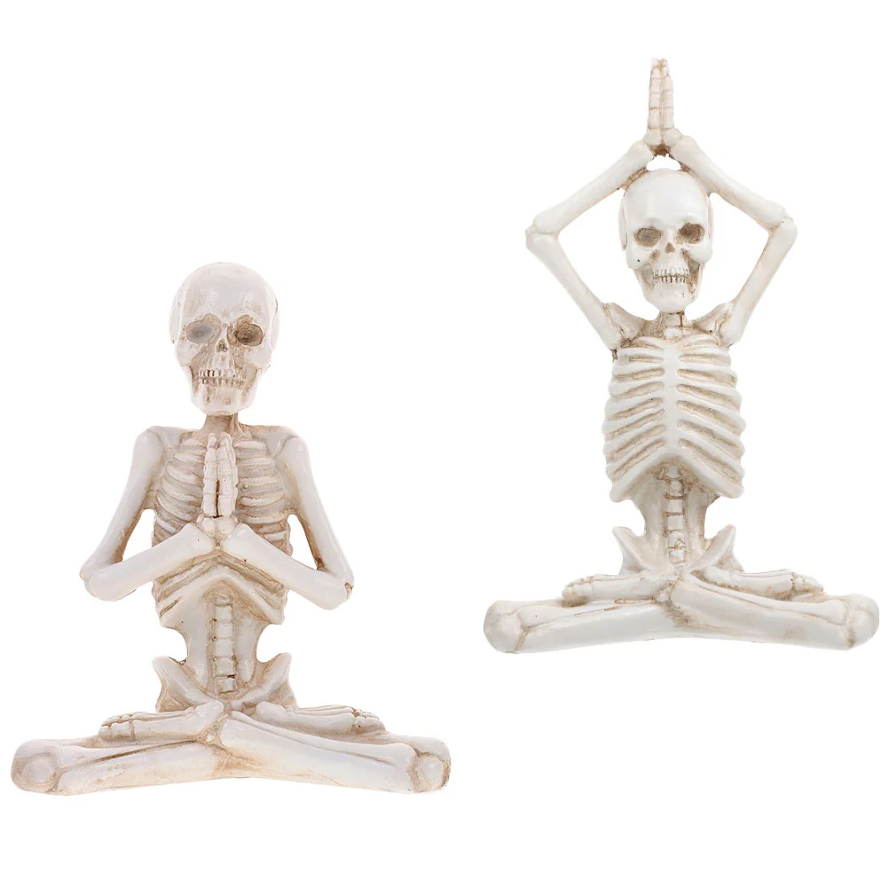 

2Pcs Halloween Yoga Figurines Yoga Meditating Table Home Decoration