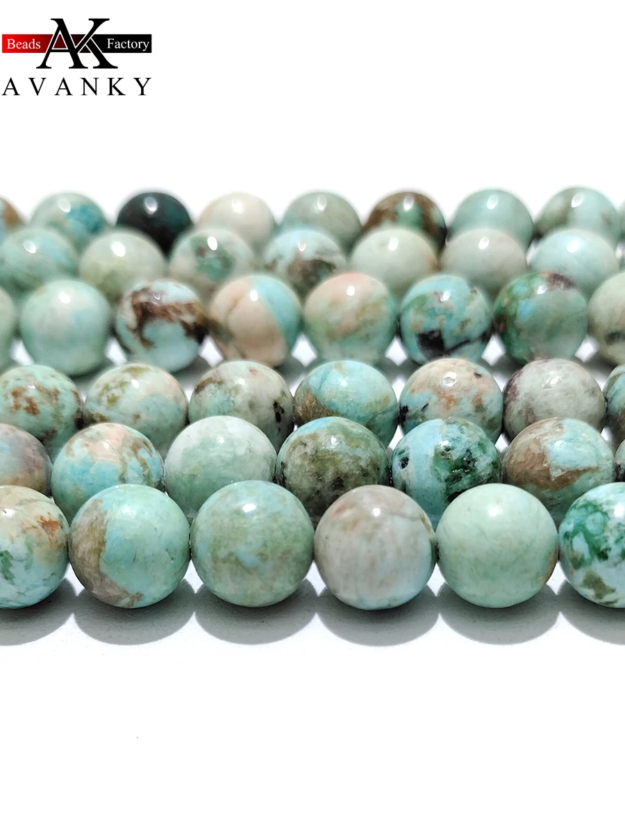 Natural Stone Green Turquoise Crystal For Jewelry Making Round Spacer Beads Diy Bracelets Necklace Accessories 15