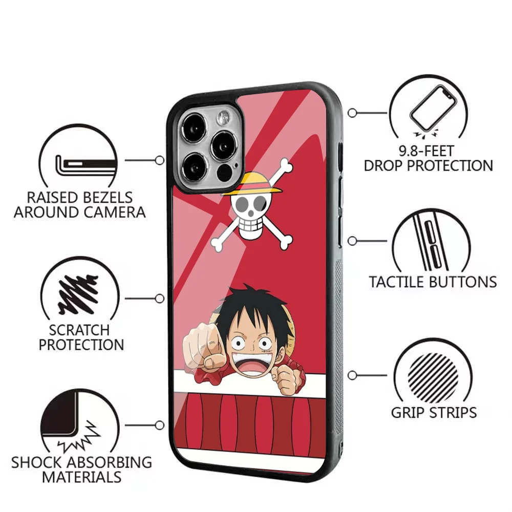 Чехол Для Телефона Anime Adventure O_One Piece E iPhone 15/14/13 Pro Max/11/12 Mini С Зеркальной Пленкой