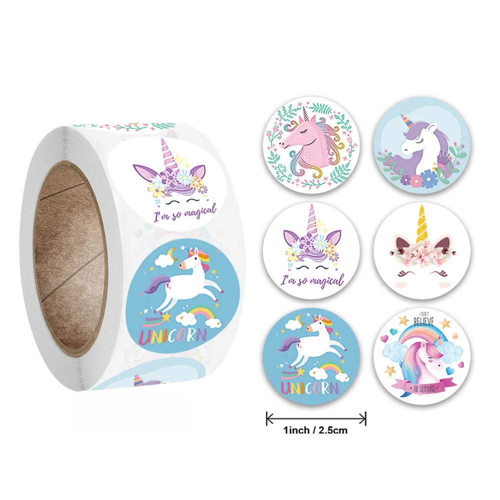 50-500pcs Unicorn Sticker Reward Cute Animals Sticker for Kids Classic Toy Decor School Teacher Supplies Encouragement Sticker