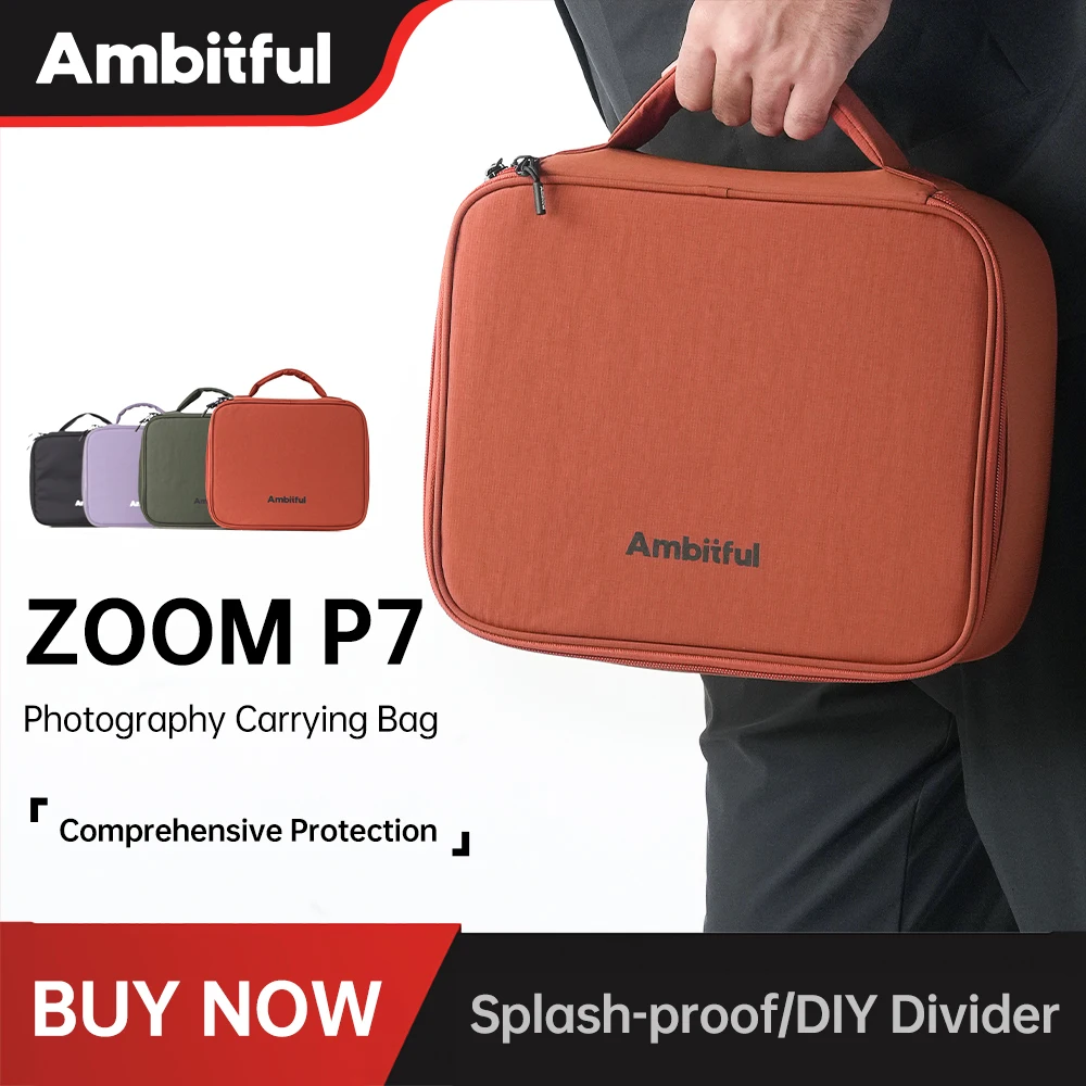 Фото Новая сумка для переноски Ambitful Color ZoomP7 для фотостудии, зеленая/фиолетовая/оранжевая, дорожная сумка для объективов DSLR, дронов, GODOX, DJI, GoPro. №2