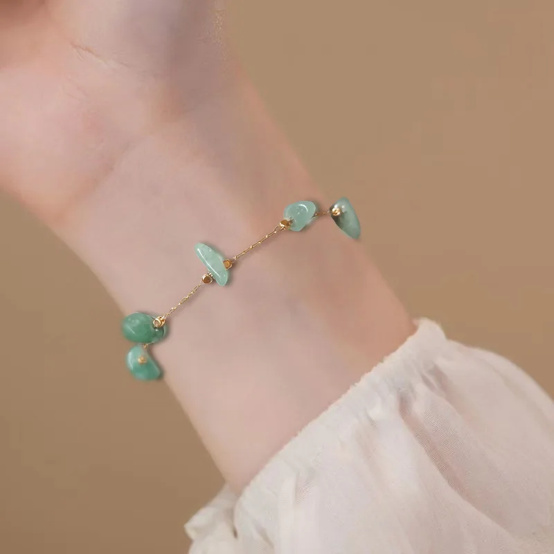 Модные нишевые дизайнерские ювелирные изделия из зеленого агата Корейская