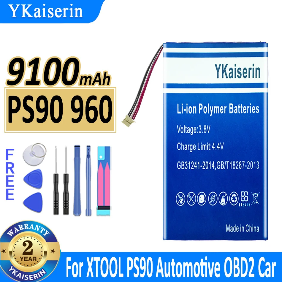 

9100mAh YKaiserin Battery PS 90 960 For XTOOL PS90 Automotive OBD2 OBD 2 Car 7.4V 8.2V Digital Batteries