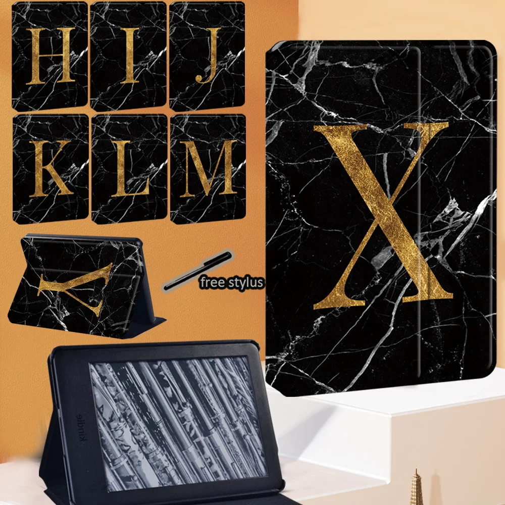 

Чехол-подставка для планшета Kindle Paperwhite 1/2/3/4/10 поколения 2019/8 поколения 2016 черная мраморная серия чехол + ручка