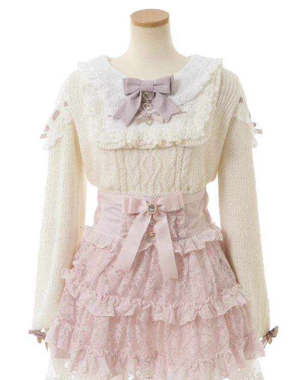 Женский трикотажный свитер с рюшами и длинным рукавом на осень/зиму