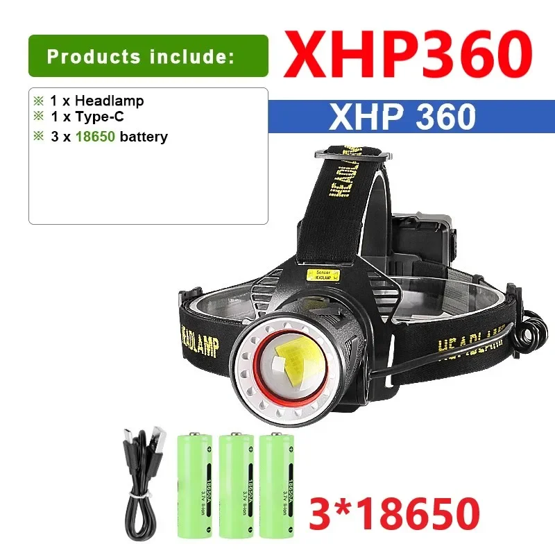 Налобный фонарь YANTT XHP360 12000000 люмен