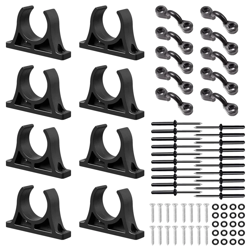 

Kayak Paddle Holder Clip Pad Eye Kit,8Pcs Paddle Clips,10Pcs Deck Loops Tie Down Hooks Tri-Grip Rivets For Kayaks Canoes