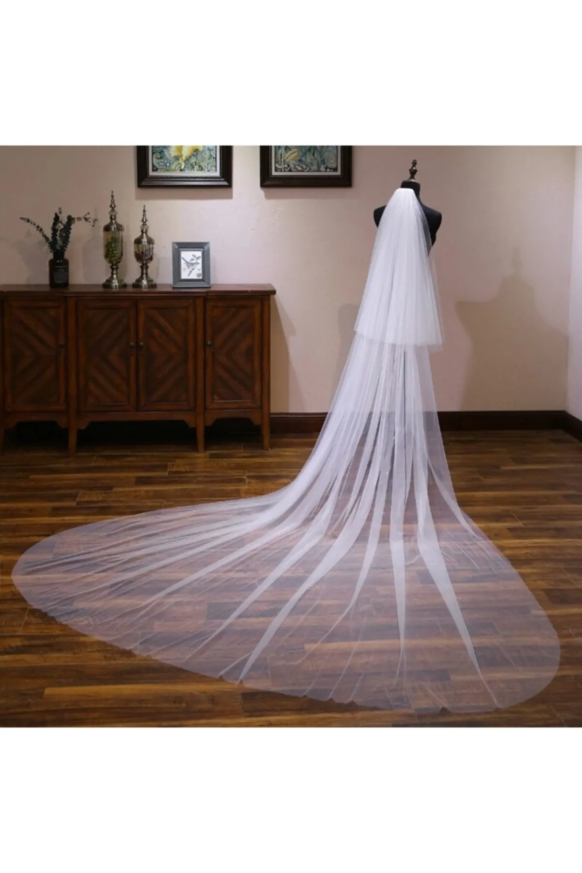 

Bridal Accessories Double Layer 3 Mt White Color Plain Veil Model Wedding Handmade For Bride And Bridesmaids