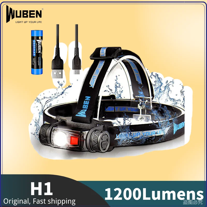 

WUBEN H1 Hands-free Rechargeable headlamp 1200Lumens 10 Working Modes With 18650 Battery Multiple Light Sources Camping Lantern