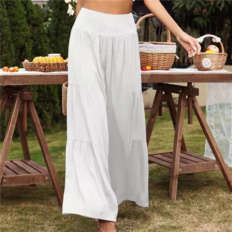 

Women's Solid Wide Leg Yoga Pants High Waist Fit Flared Pants Loose Causal Trousers Pants For Daily Wear Yoga Dance