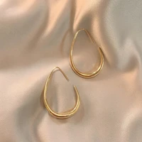 2022 new trendy gold metal oval hoop earrings for women korean fashion lady party luxury drop earrings girls daily accessories