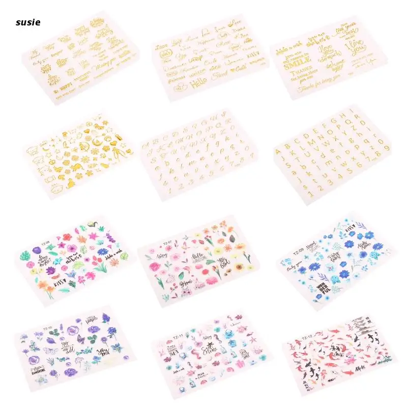 

X7YA Crystal Epoxy UV Glue Diy Stickers Accessories Jewelry Flowers Animals English Blessings Alphanumeric Stickers for Gifts