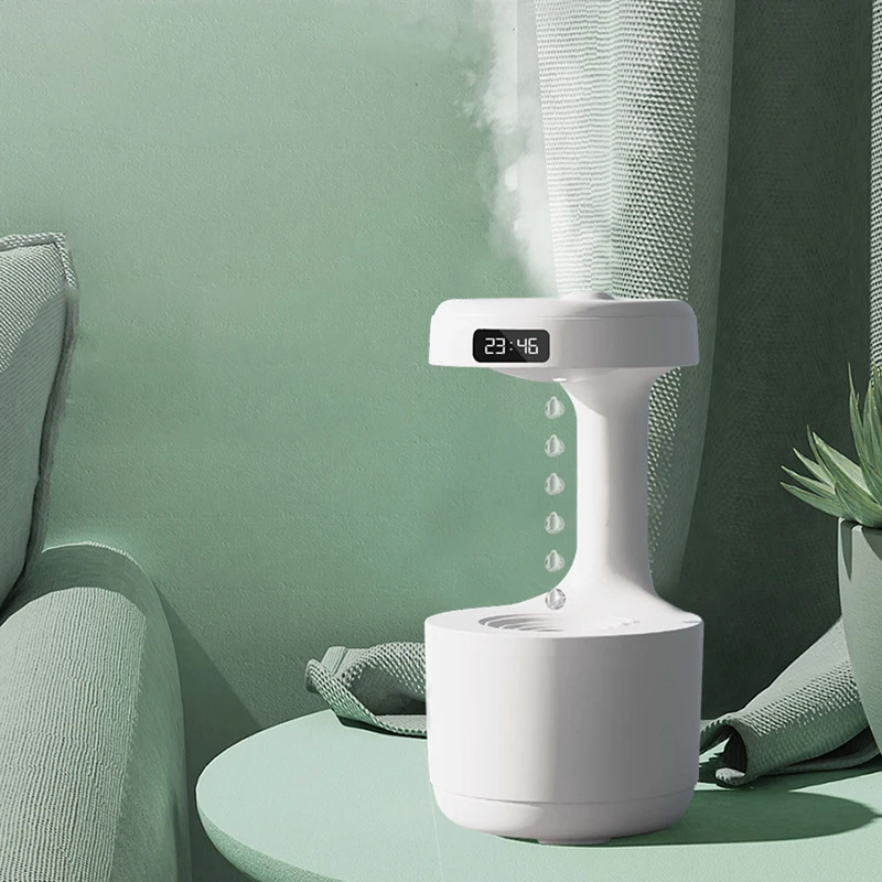 

Water Droplet Air Humidifier 800ml Anti-gravity Essential Oil Diffuser Night Light Weightless Sprayer Decorations Desk Lamps