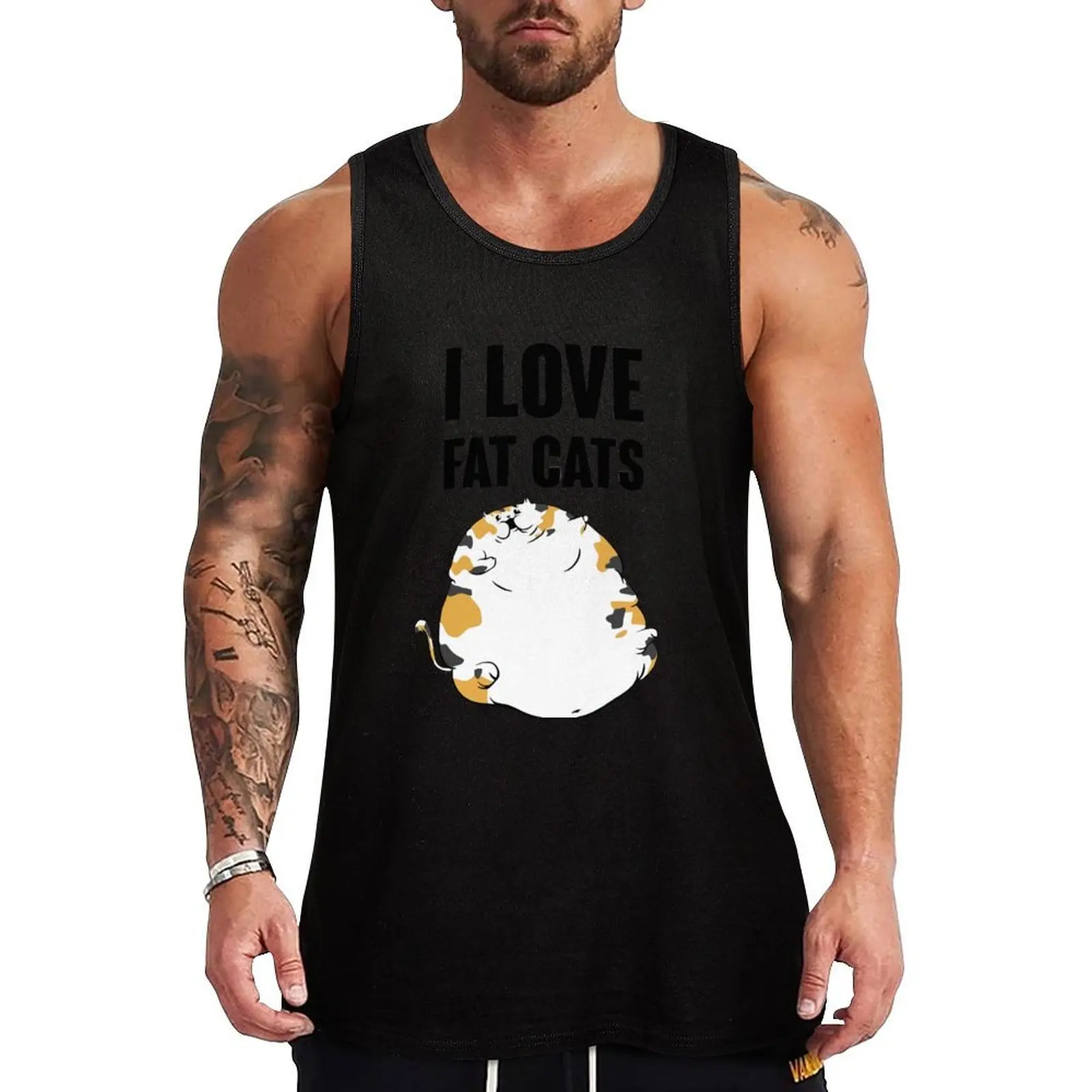 Фото Майка I LOVE FAT CATS для бега и занятий спортом, влагоотводящая, быстросохнущая №1