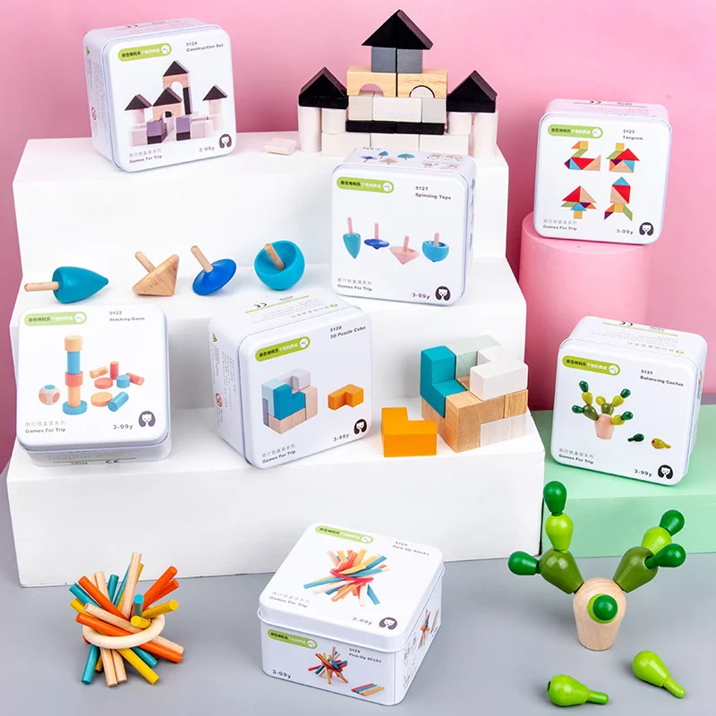 

Children Wooden Puzzle Tangram Toys Montessori Early Learning Education Intelligence Games For Kids Interactive Game With Box