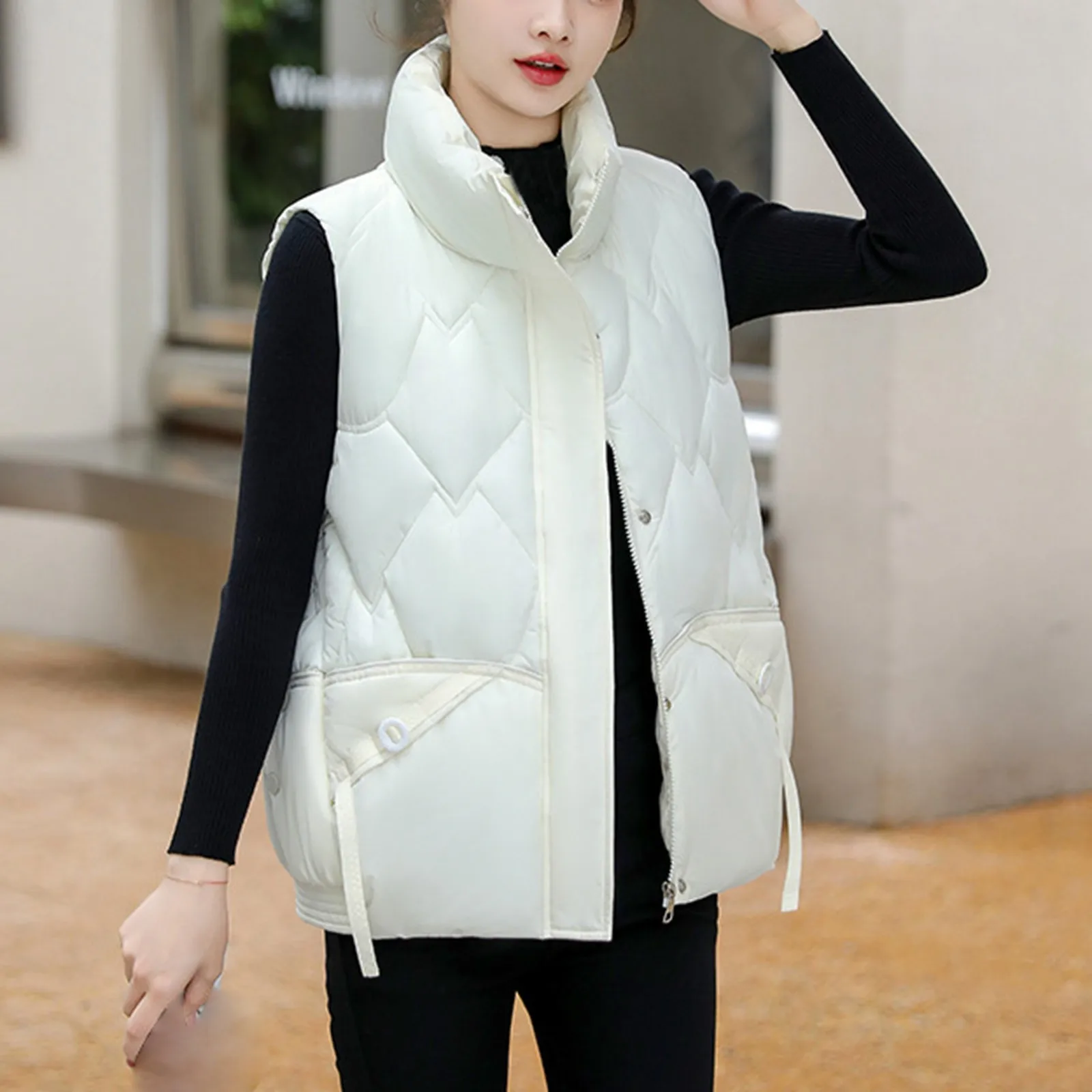 

Autumn And Winter New Women'S Loose And Thickened Standing Collar Fashion Vest Winter Autumn Women'S Clothing Down Padded Coat