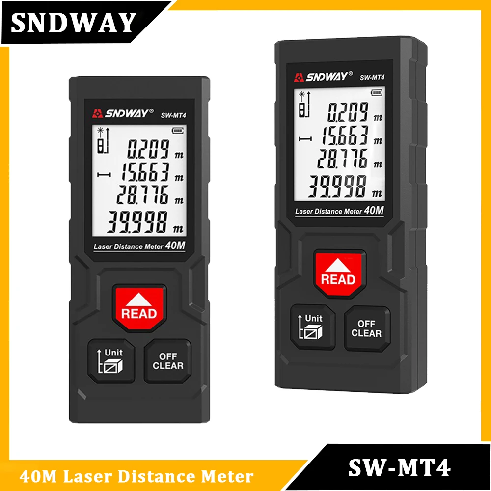 

SNDWAY SW MT4 40M Rangefinder Laser Distance Meter Mini Range Finder Multifunction Digital Laser Tape Measure Electronic Ruler