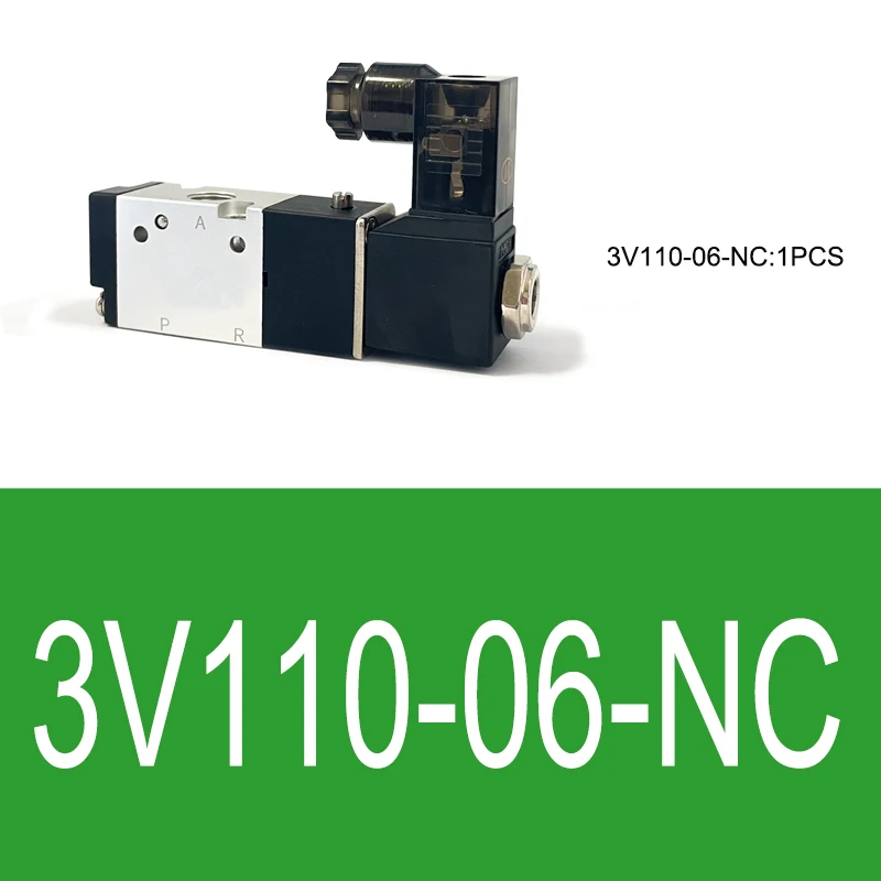 Пневматический клапан 3V110-06, Электрический электромагнитный клапан, управление воздушным газом, магнитный, 2 положения, 3 порта, 12 В постоянного тока, 24 В переменного тока, 220 В, катушка, Вольт